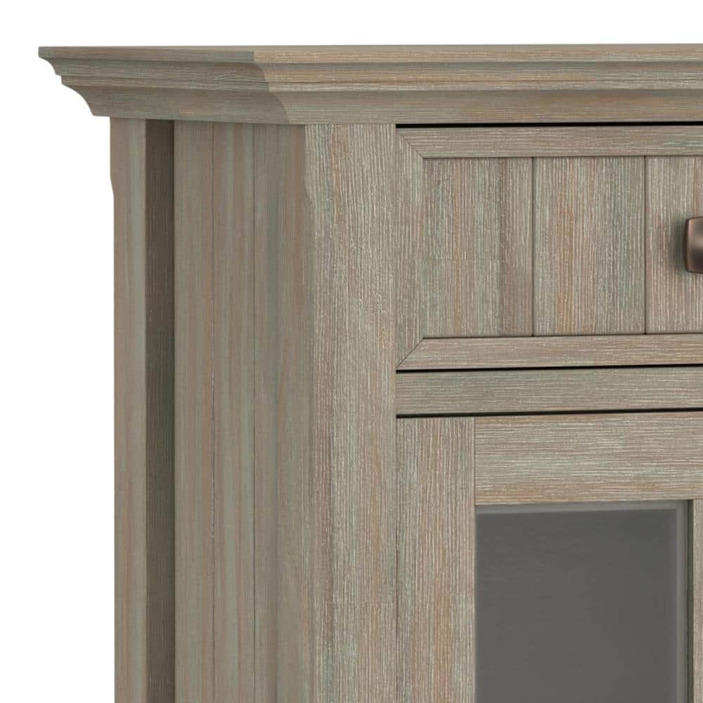 Distressed Grey Solid Wood Office Cabinet with Adjustable Shelving