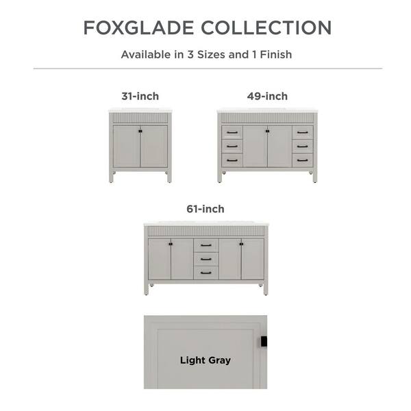 Glacier Bay Foxglade 31 in. Single Sink Light Gray Bath Vanity