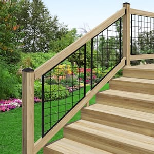 2 in. H x 72 in. W Pressure-Treated Natural Pine Stair Rails with Black Brackets Stair Railing Kit
