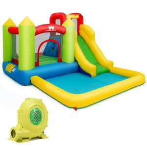 138 in. x 110.5 in. x 75 in. Cloth Yellow Outdoor Inflatable Bounce House Water Slide Climb Bouncer Pool