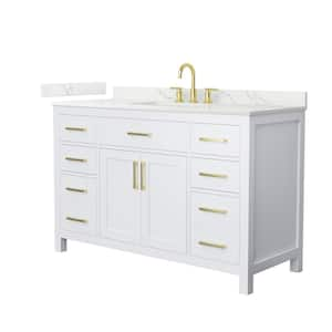 Beckett 54 in. Single Freestanding White Bath Vanity with Giotto Quartz Top Unassembled