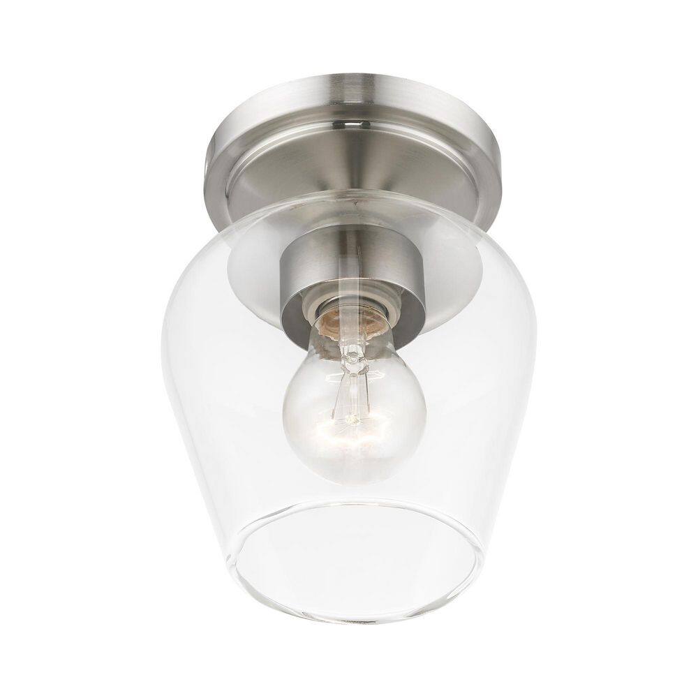 Willow Brushed Nickel 1-Light Indoor/Outdoor Flush Mount with Clear Glass