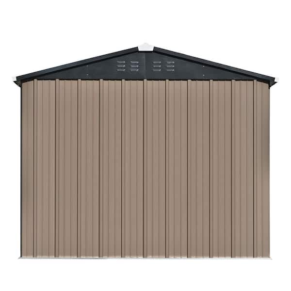 Tiramisubest 7 84 Ft W X 6 D Brown Garden Shed Metal Storage With Lockable Door Vents And Foundation 48 Sq Shxy000196aad Brown Garden Shed Metal Storage, Storage Shed Home Depot Metal