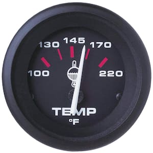Amega 2 in. Black Outboard Hot and Cold 100°F - 220°F Dial Range Water Temperature Gauge Kit with J Sender Code