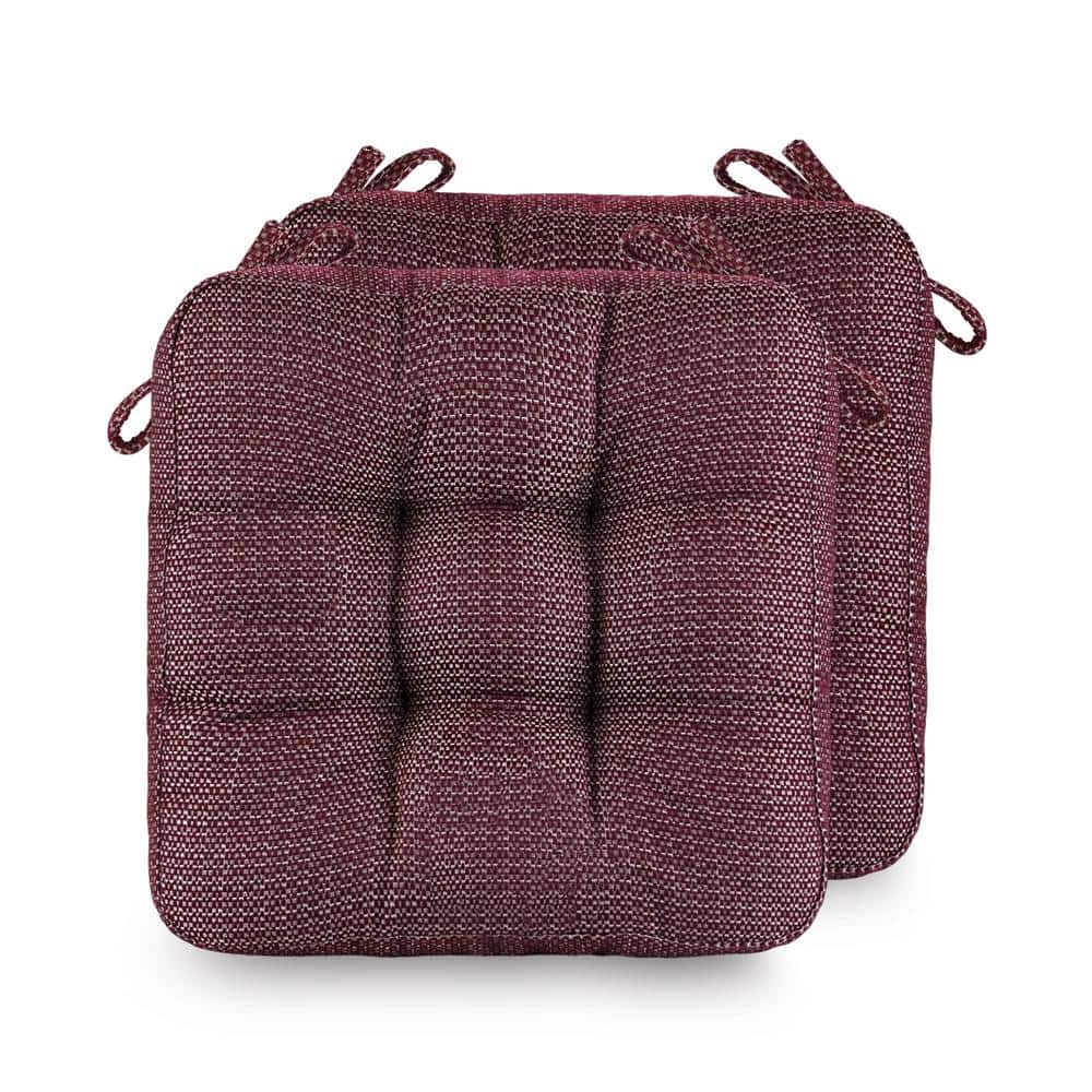 2-Piece 16.5 x 3.5 Dark Red Outdoor Lounge Chair Cushion in Seat Back Cushi