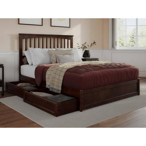 AFI Everett Walnut Brown Solid Wood Frame Queen Platform Bed with Panel