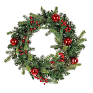 First Traditions 24 in. Scotch Creek Fir Pre-Lit Artificial Christmas Wreath