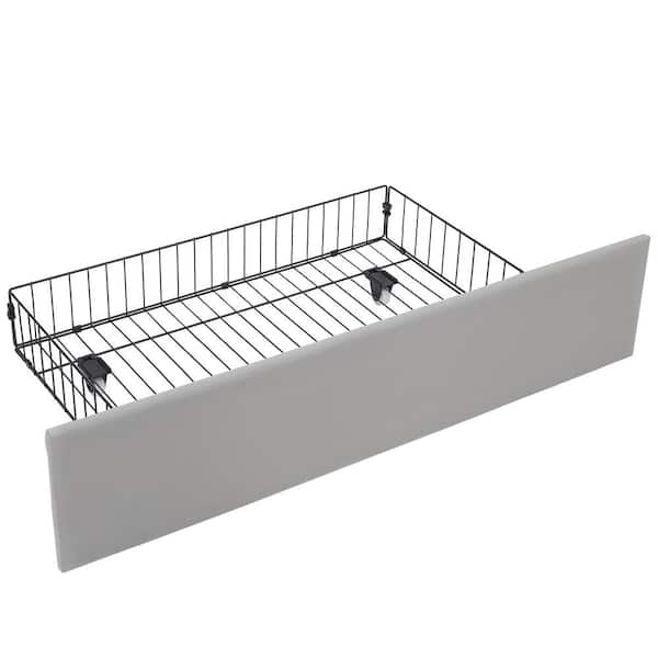 Upholstered Bed Light Gray Metal Frame Full Platform Bed with USB Charging, Drawers & No Boxspring Needed, Easy Assembly