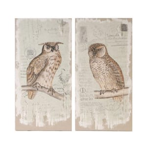 Anky Unframed Art Print 39.5 in. x 39.4 in. Set of 2 Lilith Owl Prints with Distressed Look