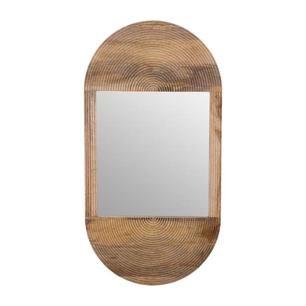 Liv & Skye Brown 34 in. x 18 in. Wood Oval Framed Mirror