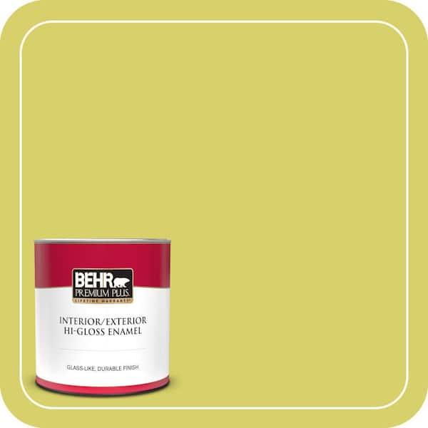 BEHR PREMIUM PLUS 1 qt. #P340-4 Lime Tree Hi-Gloss Enamel Interior/Exterior Paint & Primer