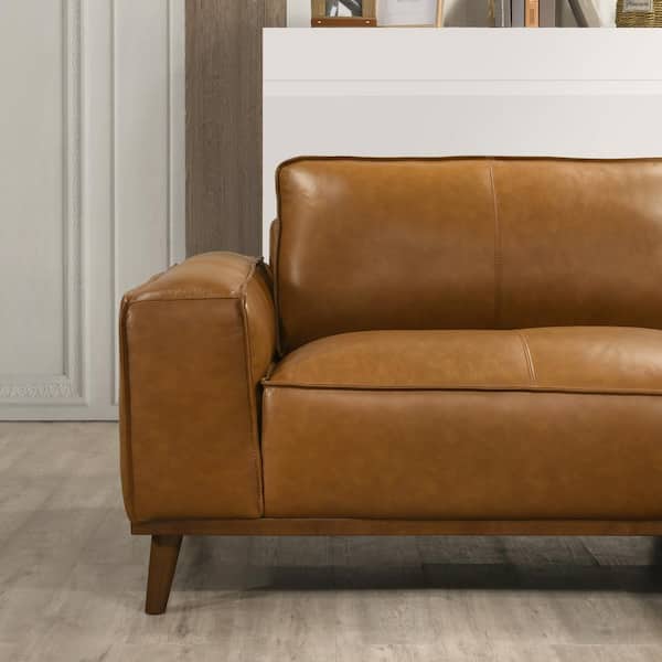 Ashcroft Furniture Co Clifford 98 in. Square Arm 2-Piece Leather L