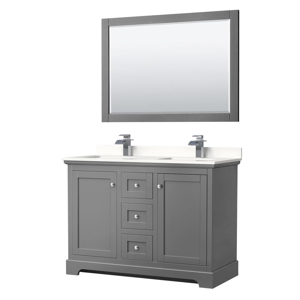 Avery 48 in. W x 22 in. D x 35 in. H Double Bath Vanity in Dark Gray with White Quartz Top and 46 in. Mirror price history on PriceWatchPro