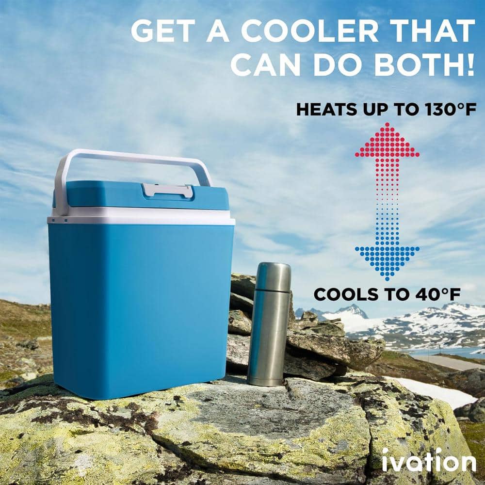 Aqua Blue Electric Thermoelectric Cooler with Wheels
