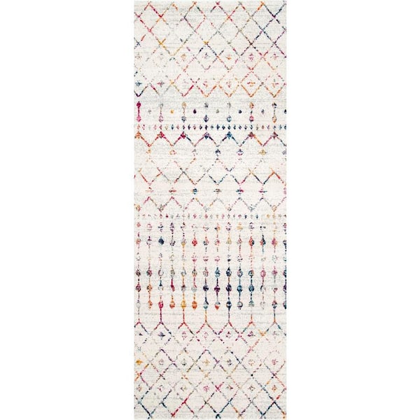 nuLOOM Blythe Modern Moroccan Trellis 3 ft. x 16 ft. Light Multi Runner Rug