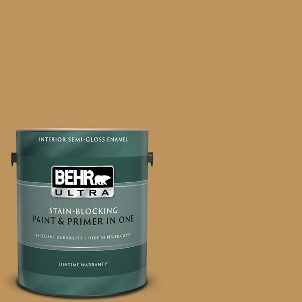 BEHR ULTRA 1 gal. #UL160-3 Gold Torch Semi-Gloss Enamel Interior Paint and Primer in One