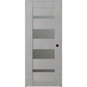 Vona 07-01 18 in. x 80 in. Left-Hand Frosted Glass Solid Core 4-Lite Light Urban Wood Single Prehung Interior Door