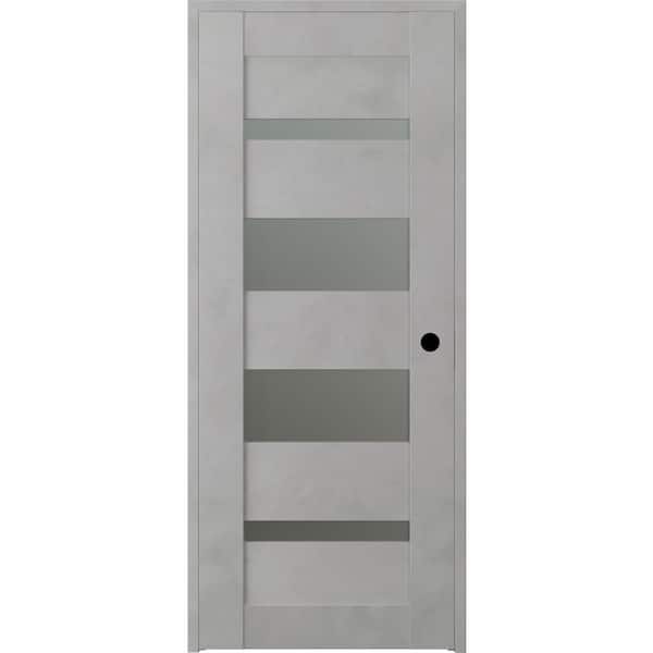 Belldinni Vona 07-01 24 in. x 80 in. Left-Hand Frosted Glass Solid Core 4-Lite Light Urban Wood Single Prehung Interior Door