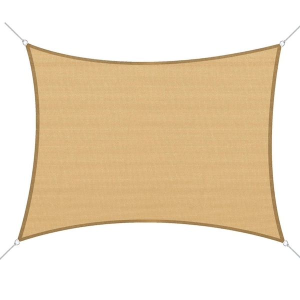 16 ft. x 20 ft. Sand Rectangle Sun Shade Sail Cloth Outdoor Canopy UV rays, for Garden Patio Deck and Backyard