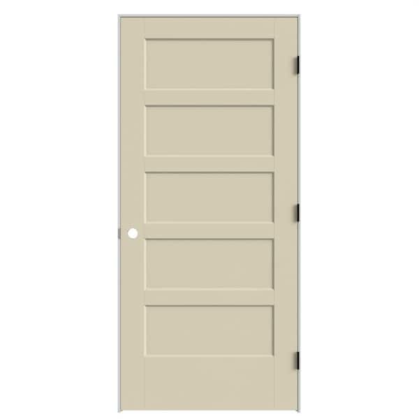 Masonite 36in x 80in 5-Panel Bayshore Left-Hand Solid Core Golden Haystack Molded Composite Single Prehung Interior Door