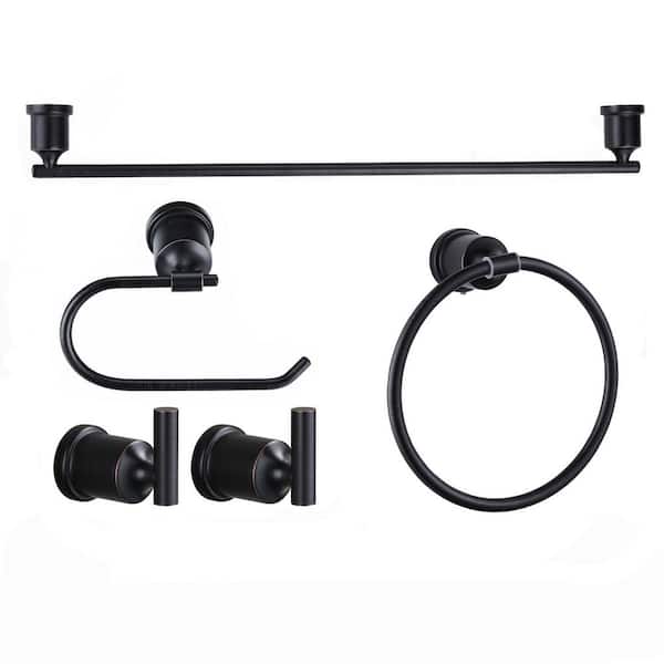 ALEASHA 5-Piece Bath Hardware Set with Mounting Hardware in Oil Rubbed Bronze