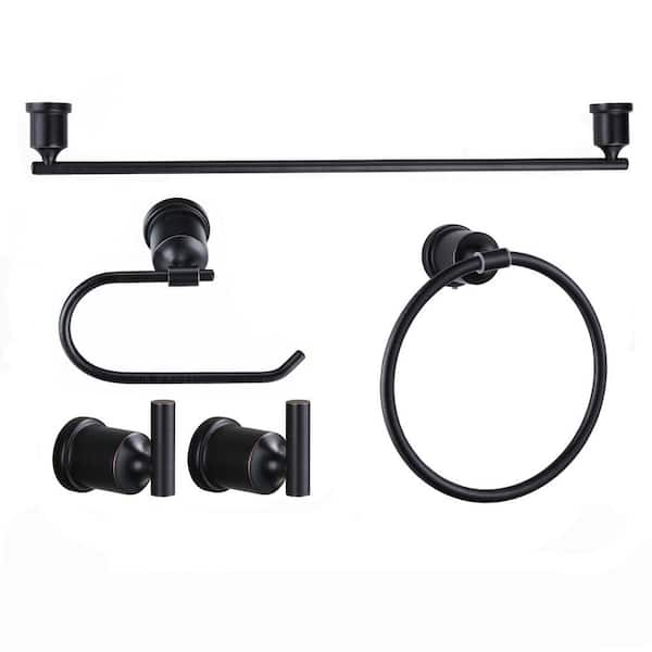 Aleasha 5 Piece Bath Hardware Set With Mounting Hardware In Oil Rubbed Bronze Al 8j305rb The 0093