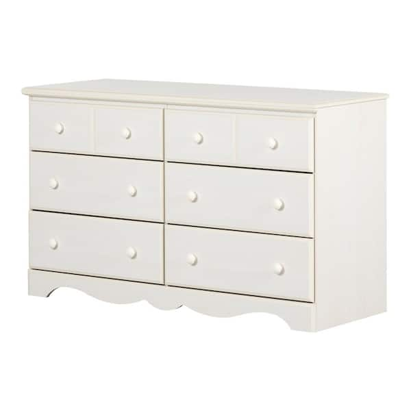 South Shore Summer Breeze 6-Drawer White Wash Dresser