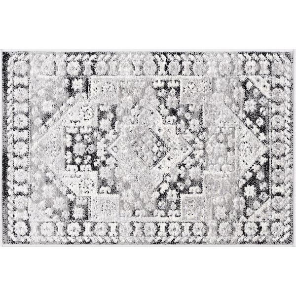 Alpha Black 2 ft. x 3 ft. Abstract Indoor Area Rug
