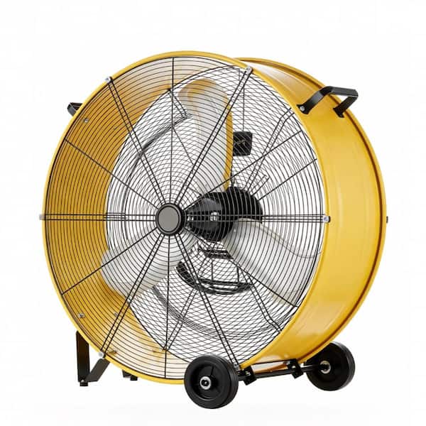 30 in. 3-Speed Heavy Duty Industrial Drum Fan in Yellow for Warehouses, Workshops, Factories and Basements