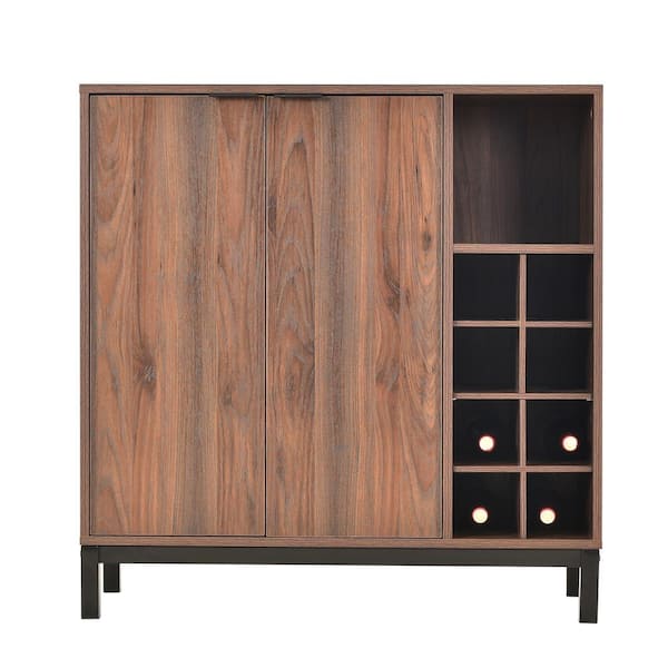 Unbranded Earle 8-Bottle Brown Wooden Storage Cabinet Wine Rack