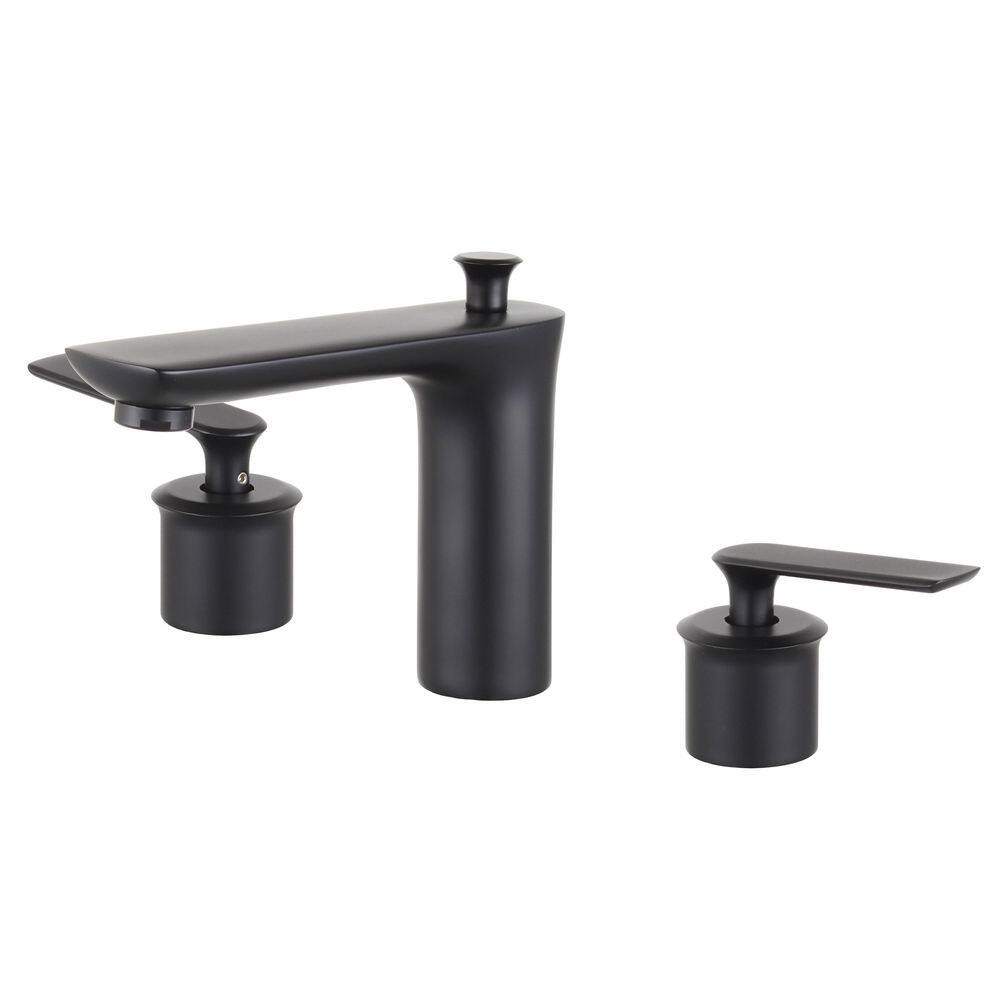 Modica Collection 2213-NB Double Handle Widespread Bathroom Faucet with Drain Assembly in Matte Black -  Bellaterra Home