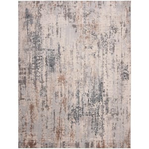 Invista Cream/Gray 9 ft. x 12 ft. Abstract Distressed Area Rug