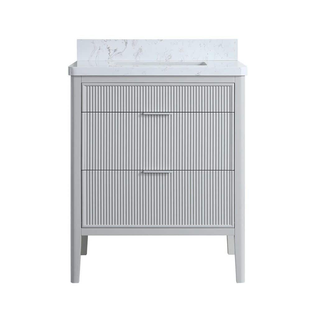 30 in. Freestanding Gray Bath Vanity with White Engineered Marble Top price history on PriceWatchPro
