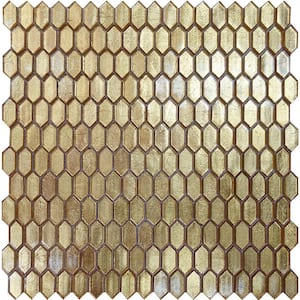 Majeste 11.6 in. x 11.75 in. Glossy Shimmer Gold Glass Square Wall and Floor Tile (9.47 sq. ft./case) (10-pack)