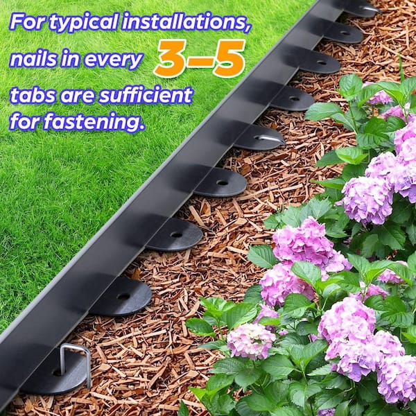 1.5 in. x 100 ft. Black Plastic Landscape No-Dig Edging Tall Wall