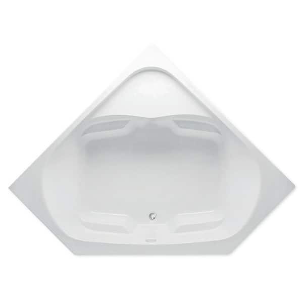Cavalcade 60 in. x 60 in. Corner Drop-In Soaking Bathtub Acrylic Center Drain in White