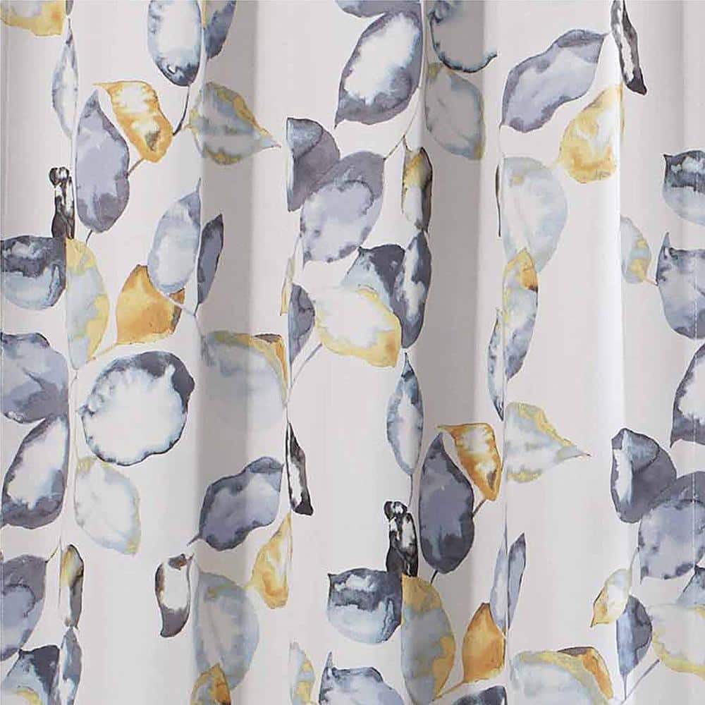 Yellow and Blue Floral Blackout Polyester Curtain Panel