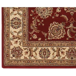 Alyssa Red/Ivory 8 ft. x 8 ft. Square Border Area Rug