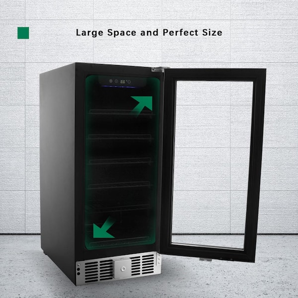 Cellar Cooling Unit 15 in. Single Zone 30-Bottle Undercounter/ Freestanding Wine Cooler in Black, Adjustable Shelves
