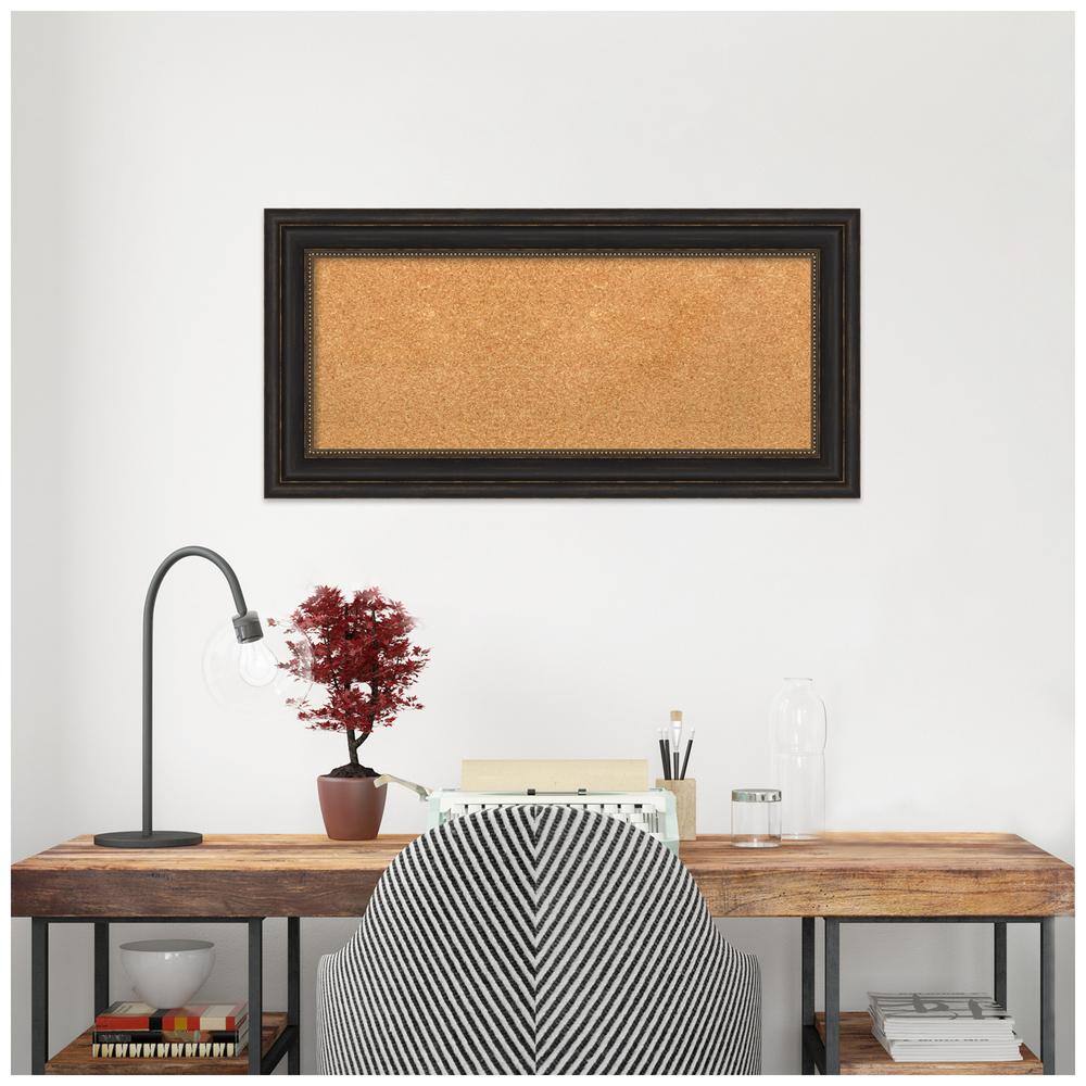 Natural Cork Board with Bronze Beaded Frame, 39" x 22"