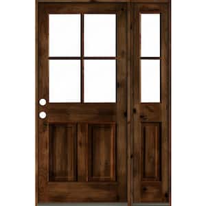 46 in. x 80 in. Alder Right-Hand/Inswing 4-Lite Clear Glass Provincial Stain Wood Prehung Front Door/Right Sidelite