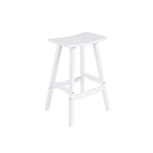 Franklin White 29 in. Poly HDPE Fade Resistant Outdoor Patio Saddle Seat Pub Height Bar Stool