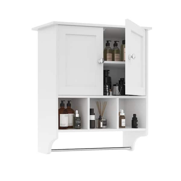 23.80 in. W x 27.50 in. D x 7.80 in. H Bathroom Storage Wall Cabinet in White