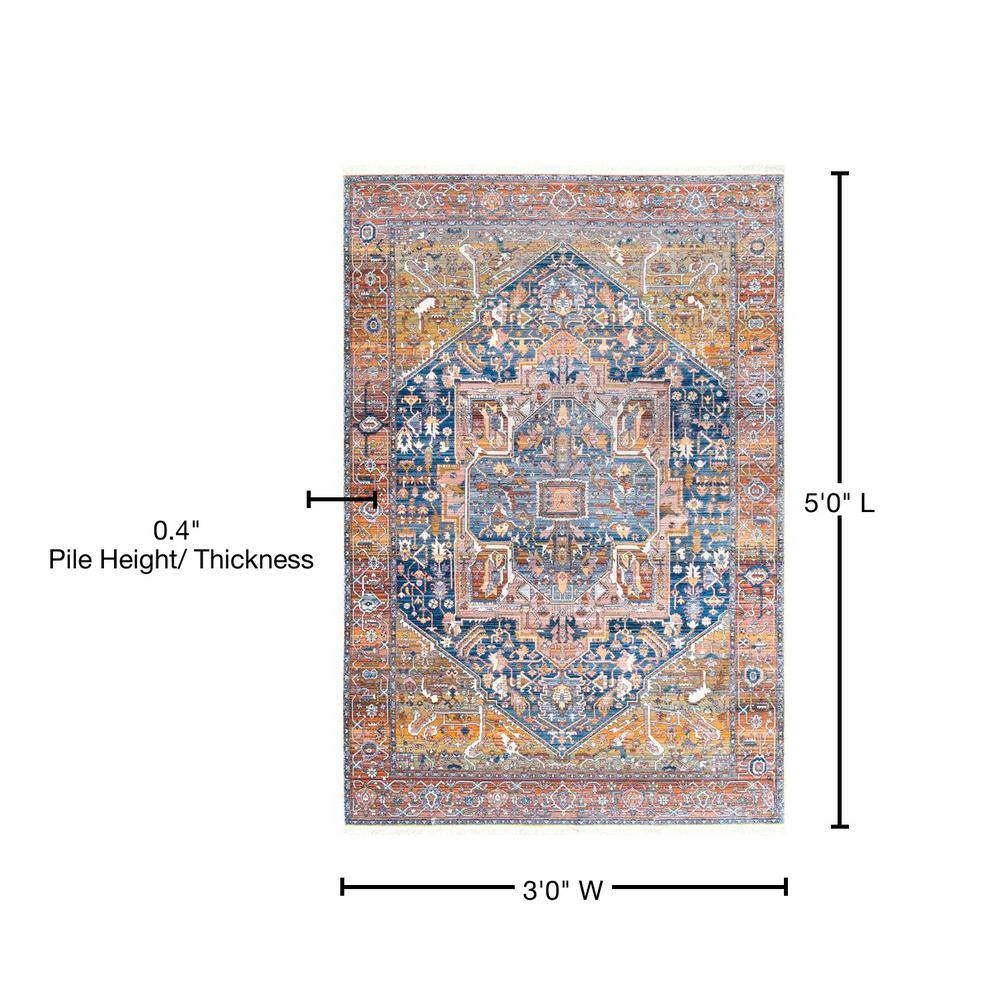 Ivory and Rust Medallion Synthetic Reversible Area Rug 3x5