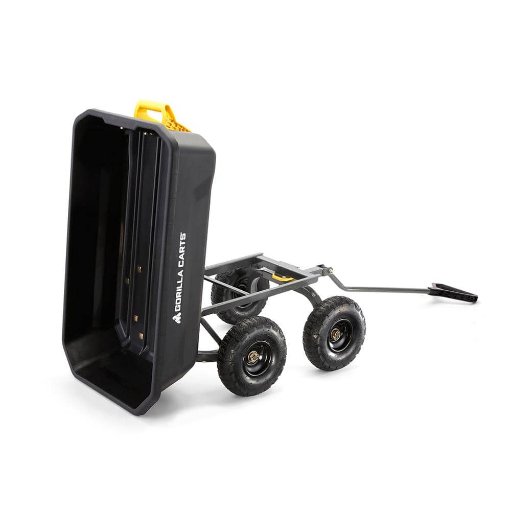 Gorilla 4 Cu. Ft. Black Poly Garden Dump Cart with Steel Handle