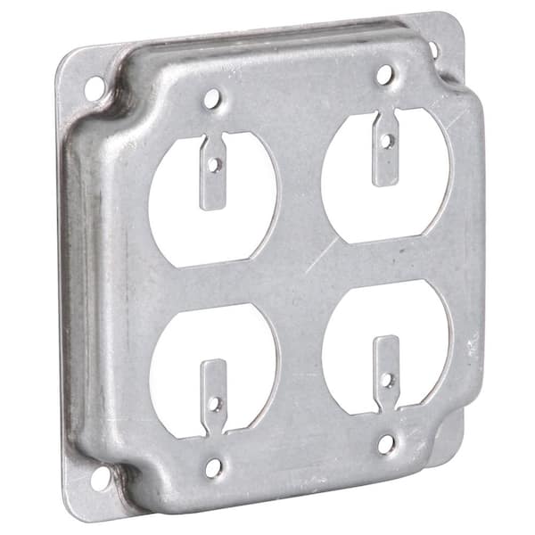 RACO 4 in. W Steel Gray 2-Gang Exposed Work Square Cover for 2 Duplex Outlets, 1-Pack