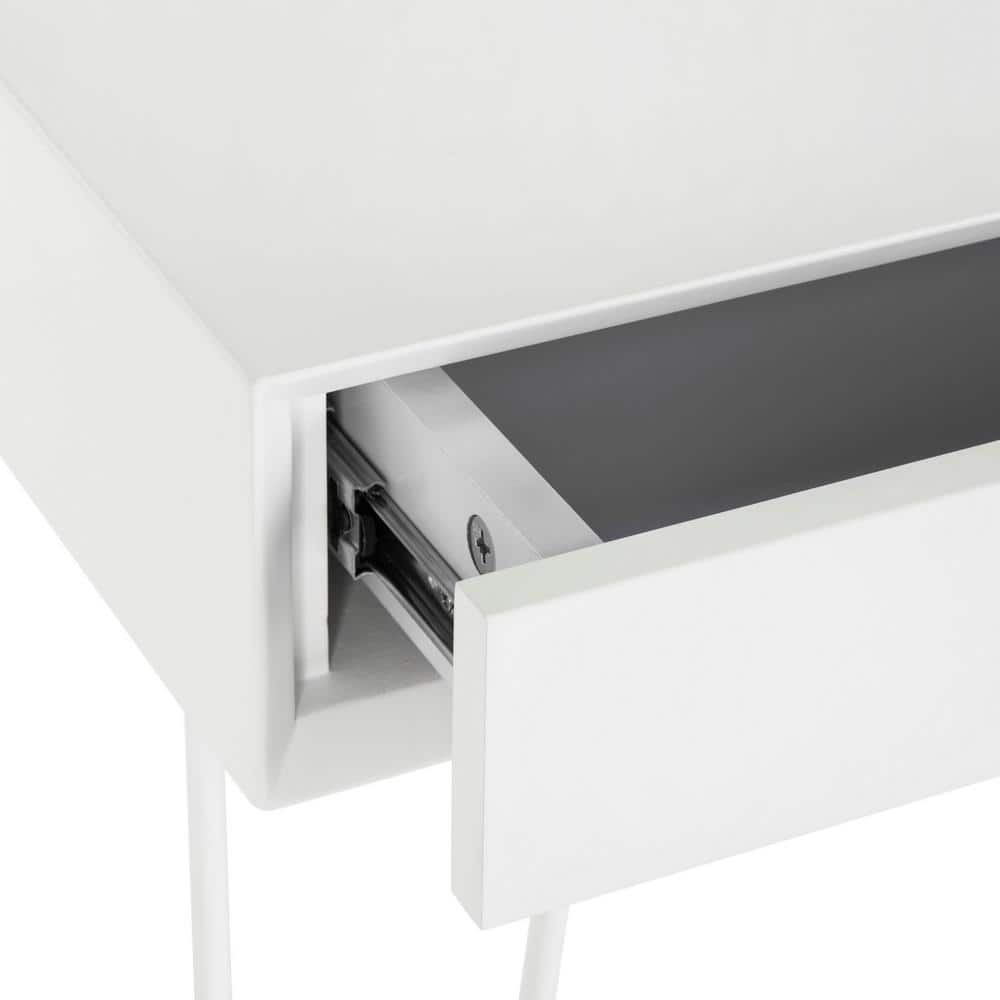 Transitional White Home Office Desk with Dual Hidden Drawers