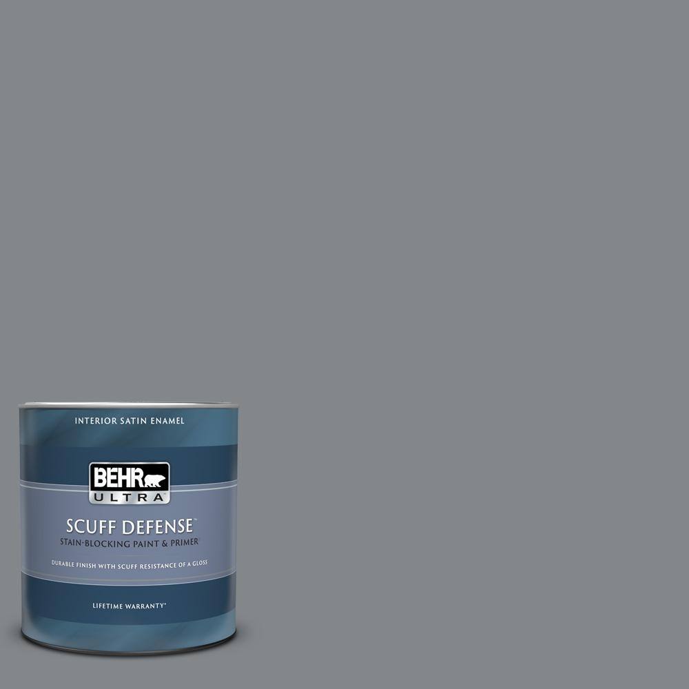 BEHR ULTRA 1 qt. N5005 Gray color Extra Durable Satin Enamel Interior Paint & Primer