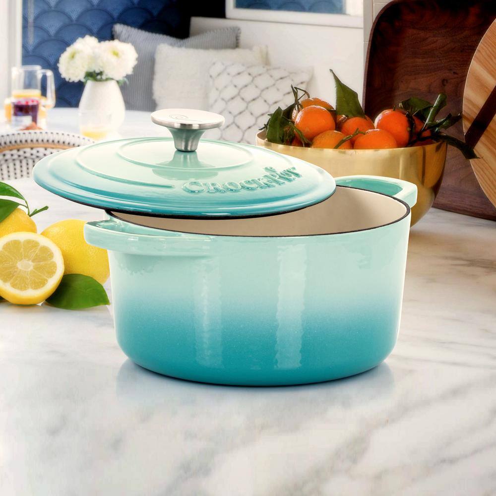 Aqua Blue 3-Quart Enameled Cast Iron Dutch Oven with Lid