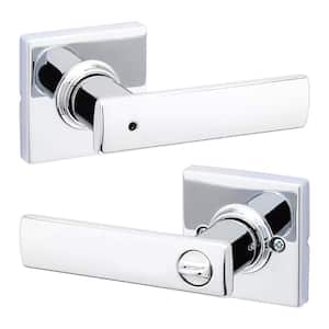 Breton Square Polished Chrome Bed/Bath Door Handle with Lock